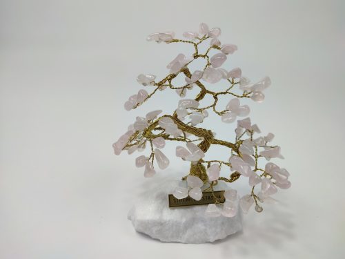 Stromček šťastia vyrobený z ružového kvarcu, stredná veľkosť 12cm