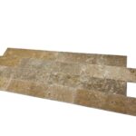 Tehlový obklad z kameňa - Travertín Camel tehlička 40,6 x 8 × 1,2 cm, neplnený-kefovaný povrch